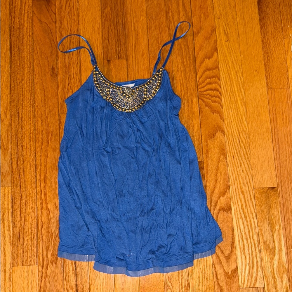 Candie’s XS Blue Sleeveless Top with Beaded Detail